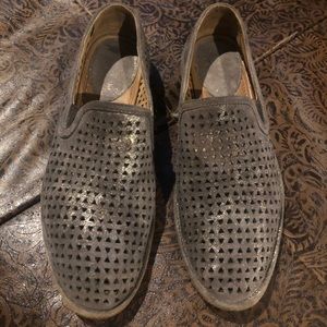 TRASK Pewter Color Perforated Leather Ali Loafers